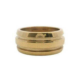 Vintage Tiffany & Co 18kt Yellow Gold Double Grooved Wide Atlas Ring Band Size 6